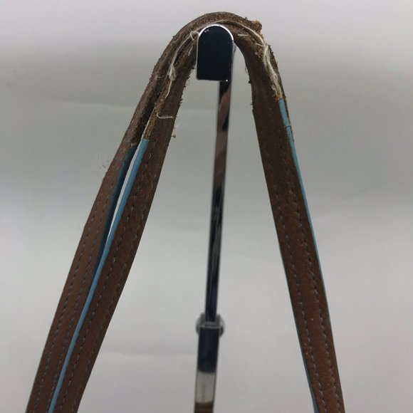 COACH Large Blue Brown Fabric Shoppers Tote - Picture 4 of 8